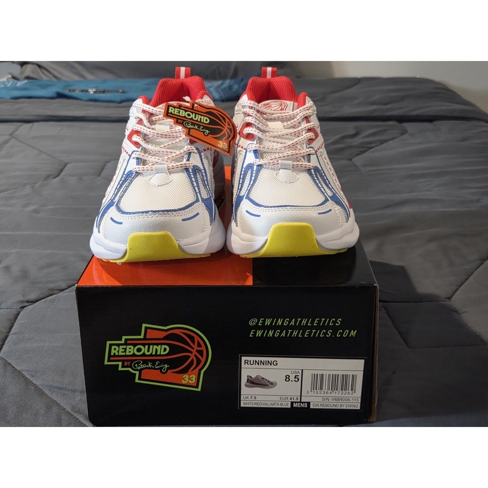 Rebound Patrick Ewing Fastbreak Mens sz 9 White/Red/Blue 1RBR006-115 NEW BOX